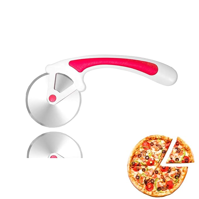 Signamio Premium Pizza Cutter Sandwich Paratha Chapati Roti Wheel Smooth Rotating Slicer Pink