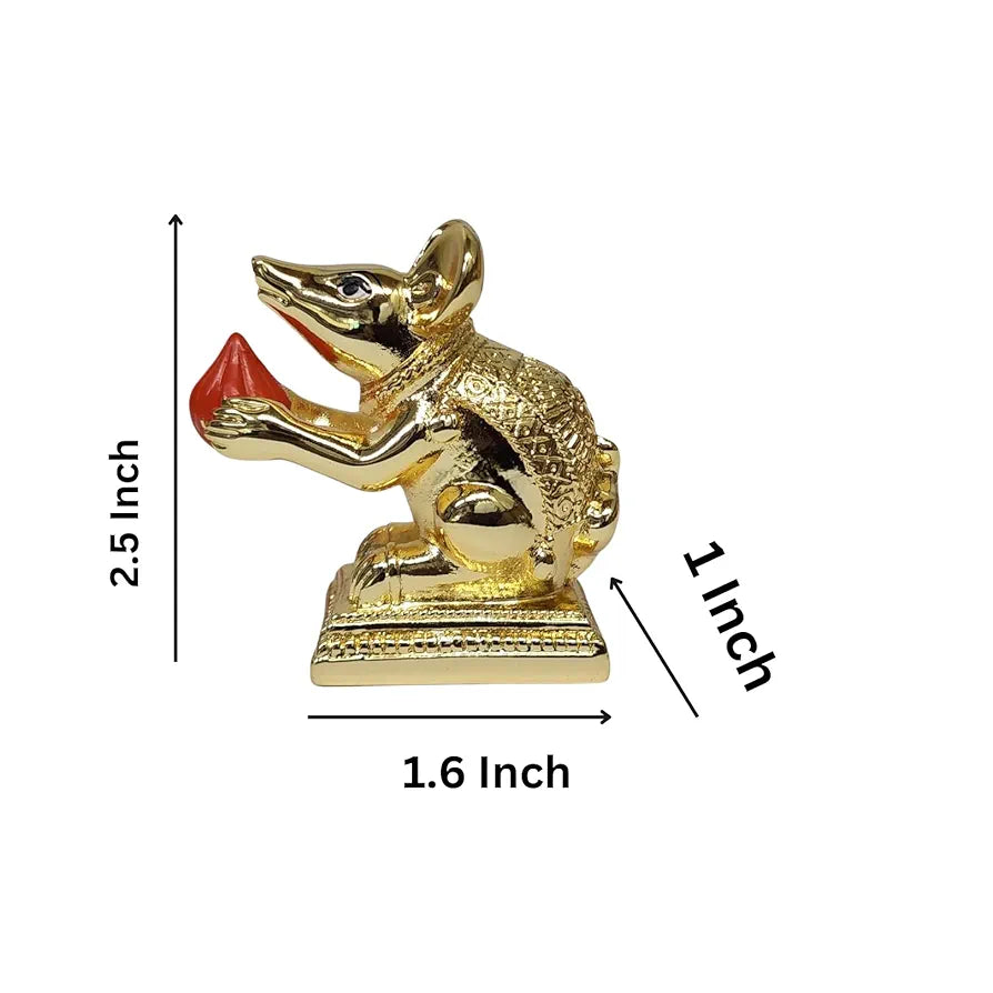 Gold Art India Gold-Plated Mushak Mouse with Modak Orange Terracotta Finish