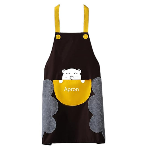 Yindella Kitchen Apron Cute Bear With Center Pocket Hand Towel Women and Men Chef Cooking