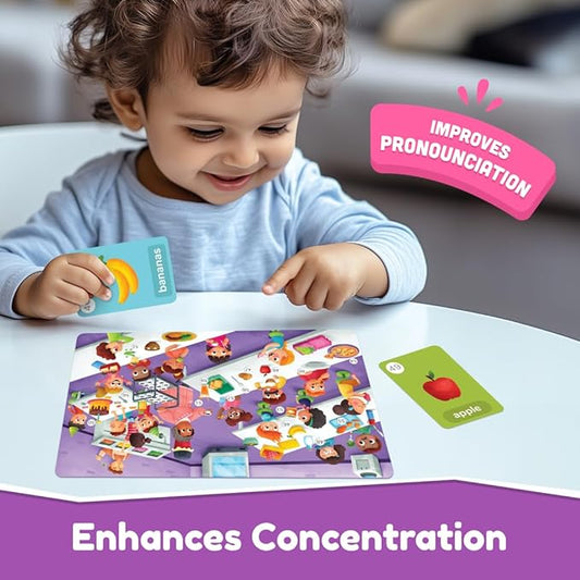Bloomingo Learning Kit | First Words - School Edition - Fun Board Puzzles With Number & Imagematching Flashcards