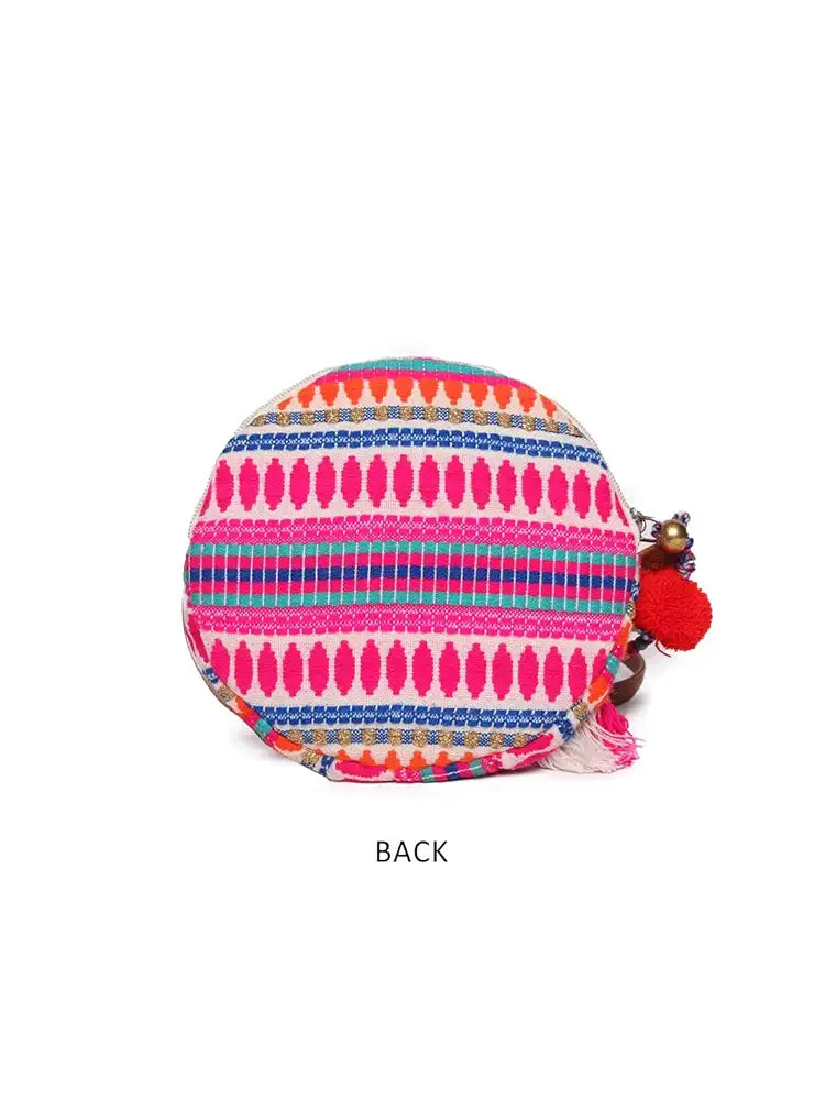 Astrid Round Textured Sling Bag For Girls With Zip Colour Pinkish Purple