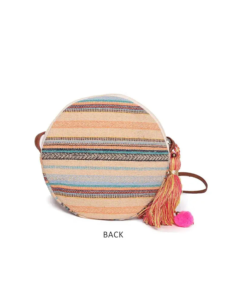 Astrid Round Textured Sling Bag For Girls With Zip
