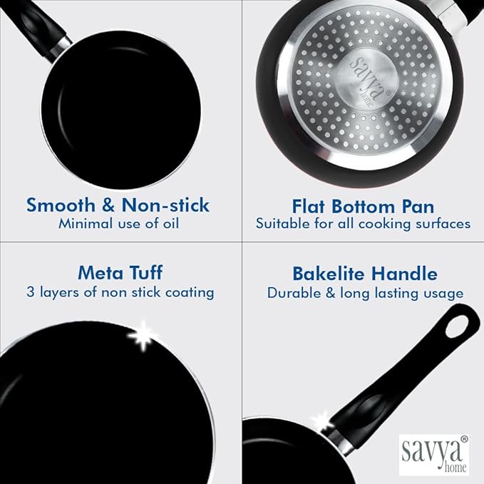 Savya Home Non Stick Frying Pan 26 Cm Stove & Induction Cookware Cooking Black Colour