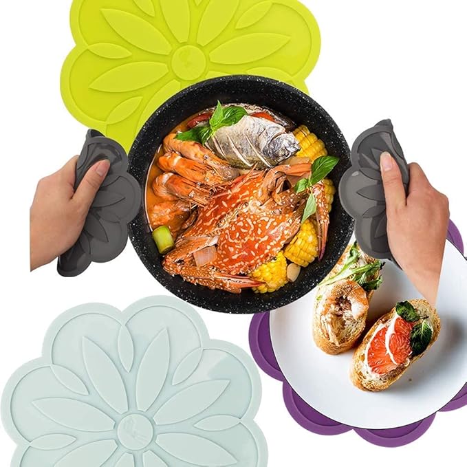 P-Plus International Set Silicone Pot Holders Mat Jar Opener Spoon Rest Kitchen (Pack of 4 Green)