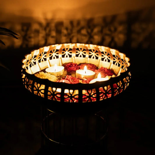 Ekhasa Green Urli Bowl with Stand for Home Décor Green