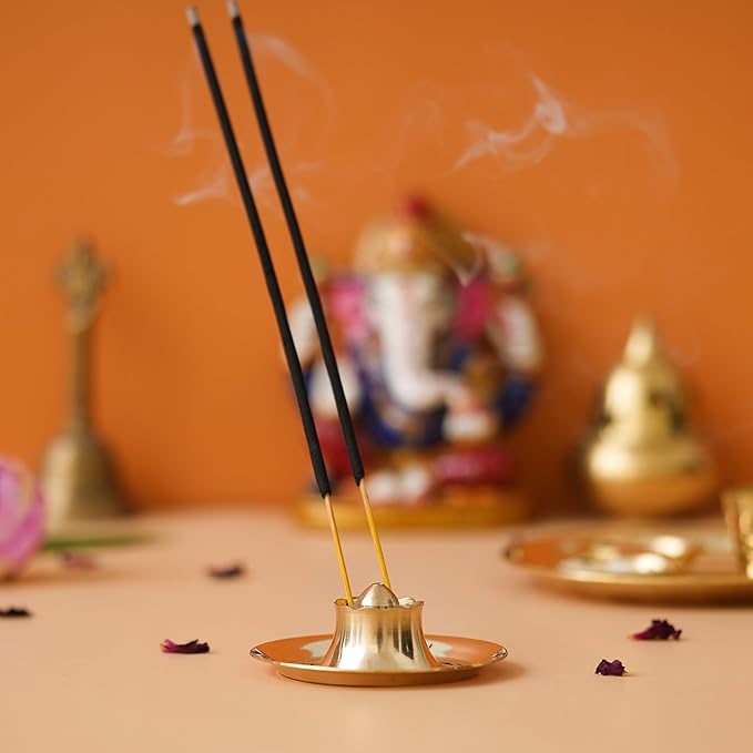 Ecraftindia Golden Brass Agarbatti Stand for Pooja | Incense Stick Holder | Agarbatti Holder