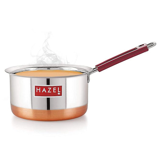 Hazel Steel Sauce Pan Alfa Premium Heavy Gauge Tea Pot 760 Ml Stainless Steel Sauce Pan