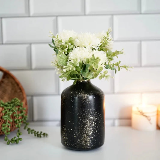 Behoma Metal Flower Vase Spotted Black Flowers not Included