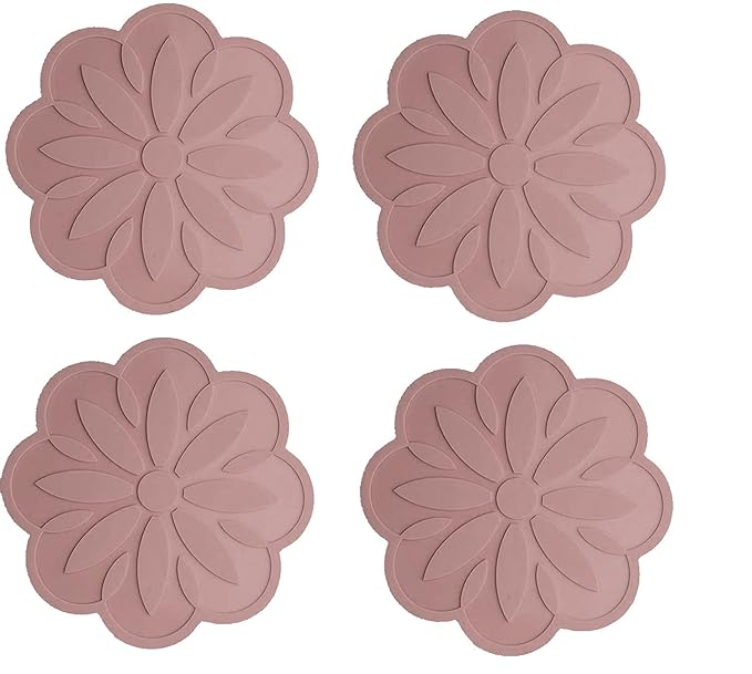 P-Plus International Set Silicone Pot Holders Mat Jar Rest Kitchen Non Slip Flexible Durable Brown (Pack of 4)
