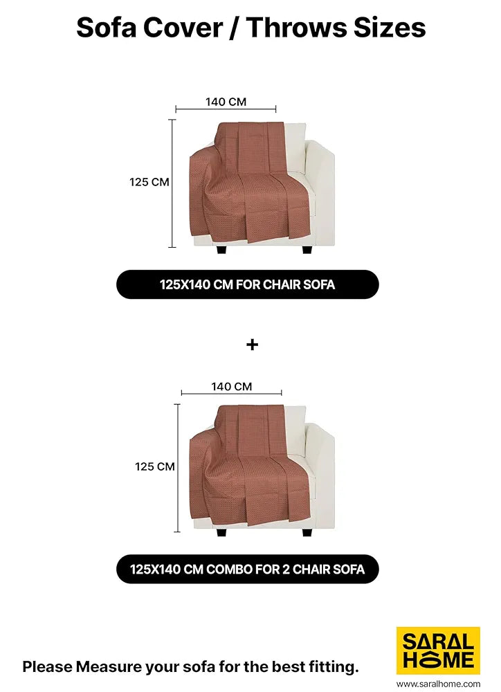 Saral Home Cotton Unique Waffle Design Throw/Sofacover Colour Ivory