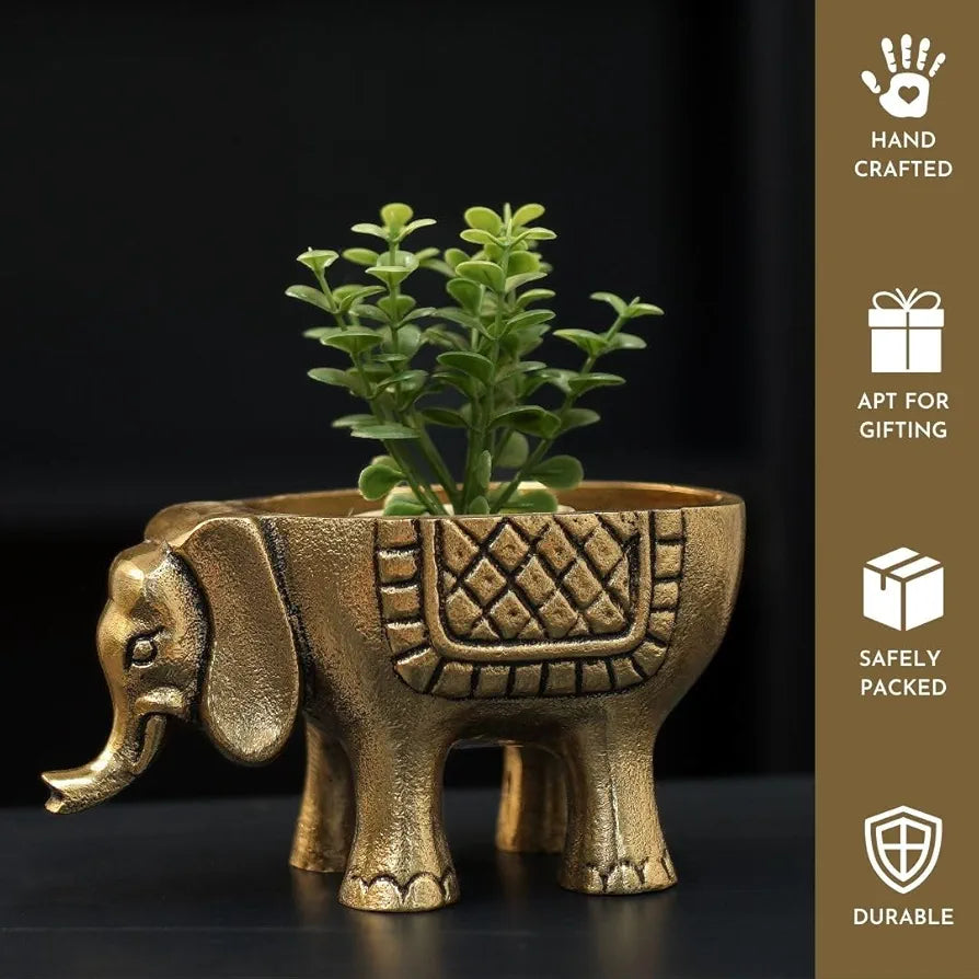 BEHOMA Aluminium Elephant for Good Luck | Statue for Home Decor Tabletop Living Room Office | Candle Holder Gift Showpiece for Valentine's Day, Birthday