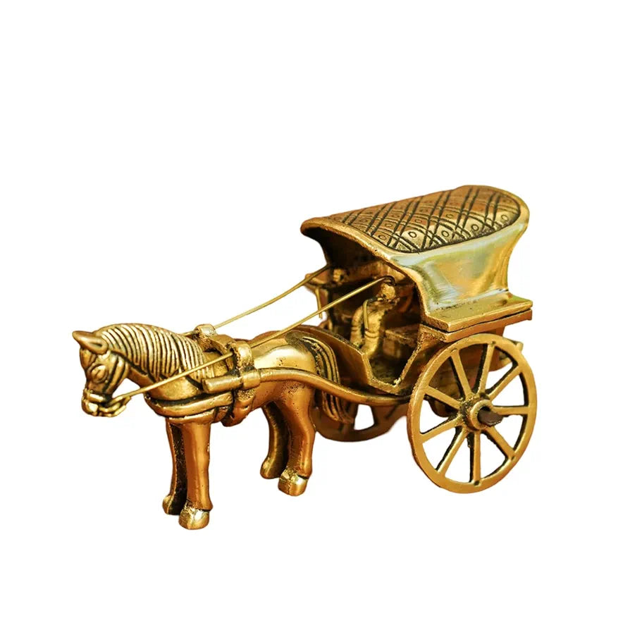 Ekhasa Pure Brass Horse Cart for Home Decor Tanga Showpiece Brass Antique