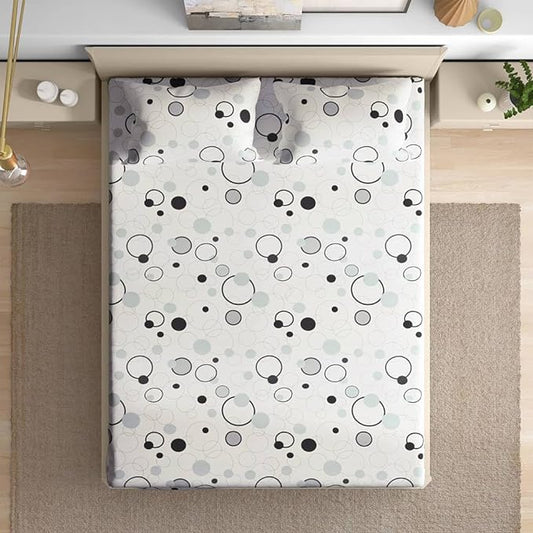 Wakefit Bedsheet For King Size Bedsheet King Size Bed 2 Pillow Covers Elastic Fitted Sheet Bubbles White Colour
