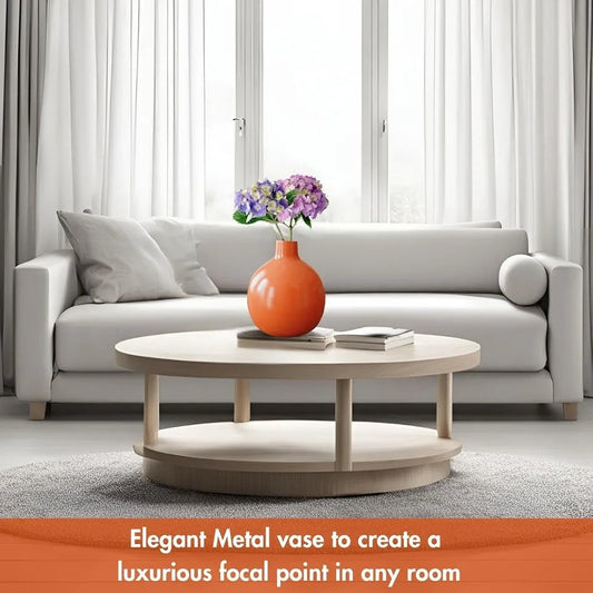 Behoma Metal Flower Vase Orange Flowers not Included