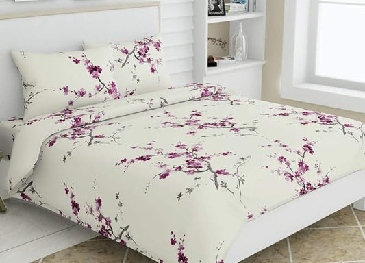 Haus & kinder Cotton Queen Size Bedsheet for Double Bed 186 TC Bed Sheet Double Bed Floral Grace (Eleganza Pink)