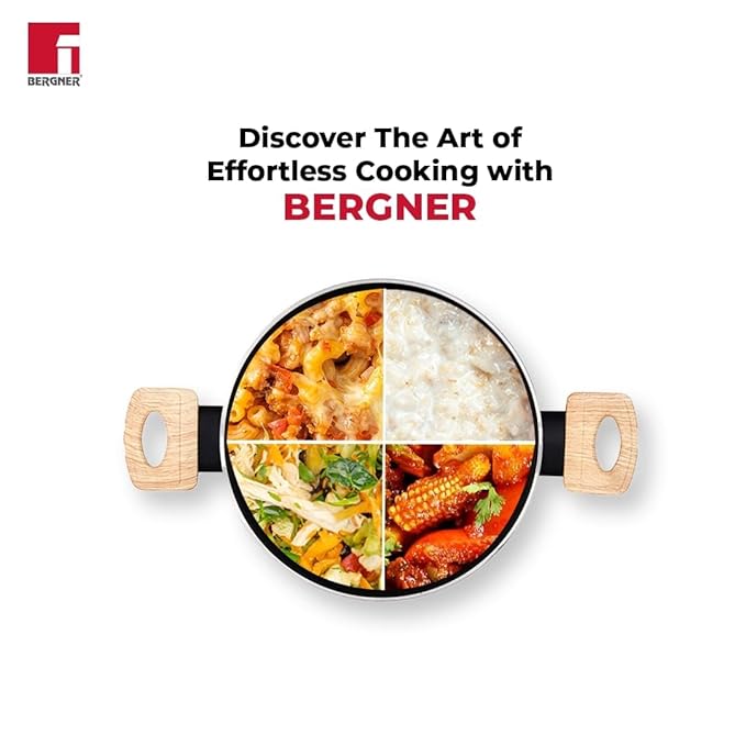 Bergner Bellini Plus Aura 5-layer Non-stick 24 Cm Casserole With Glass Lid | 5 Litres Capacity