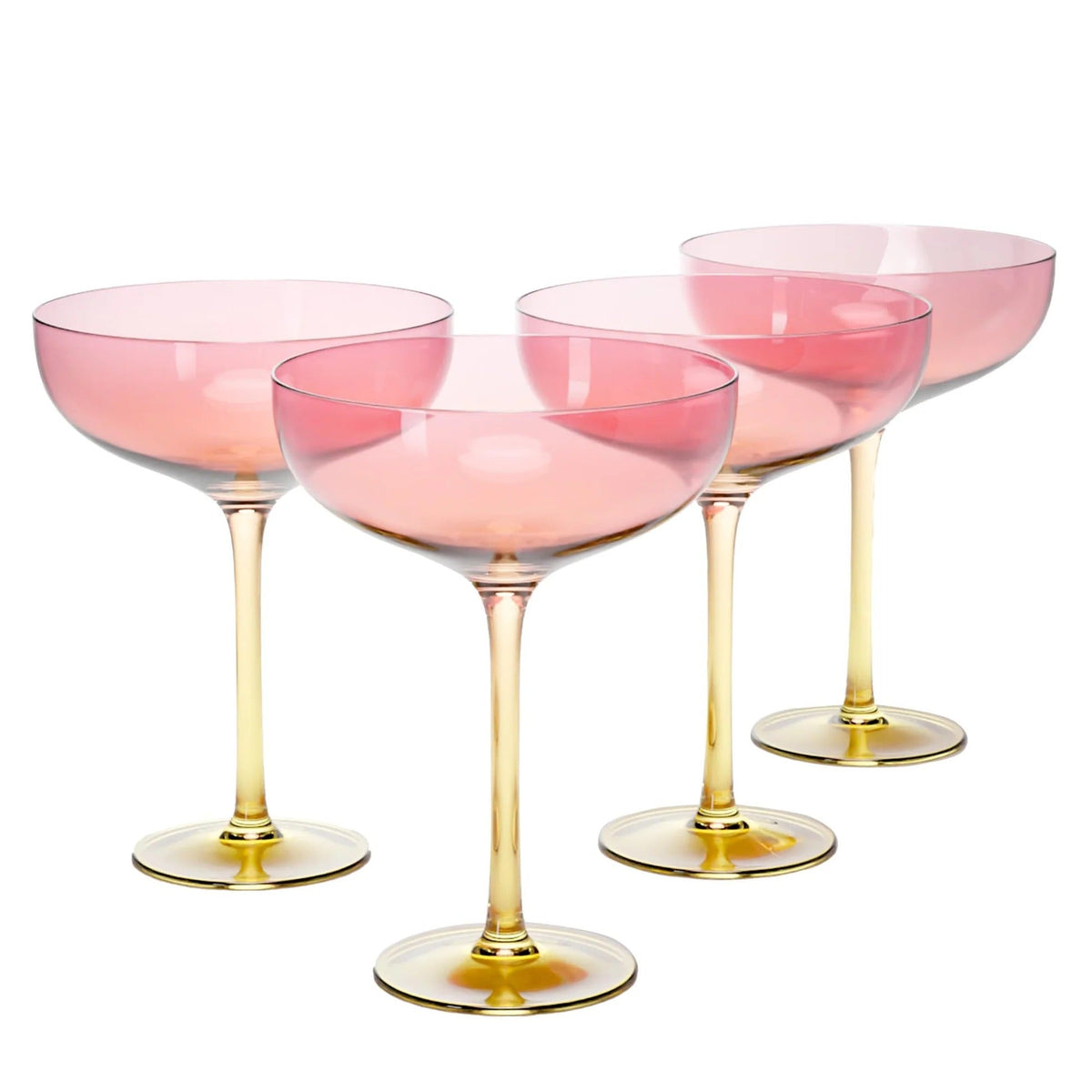 Anko Australia 400ml Dual Tone Champagne Coupe Set of 4 | Yellow & Pink