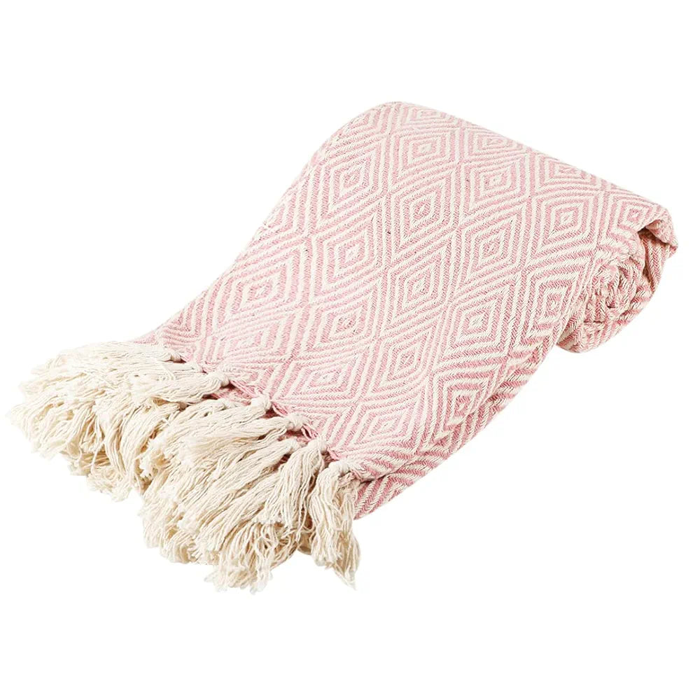 Sashaa World Cotton Throw Blanket Colour Light Pink