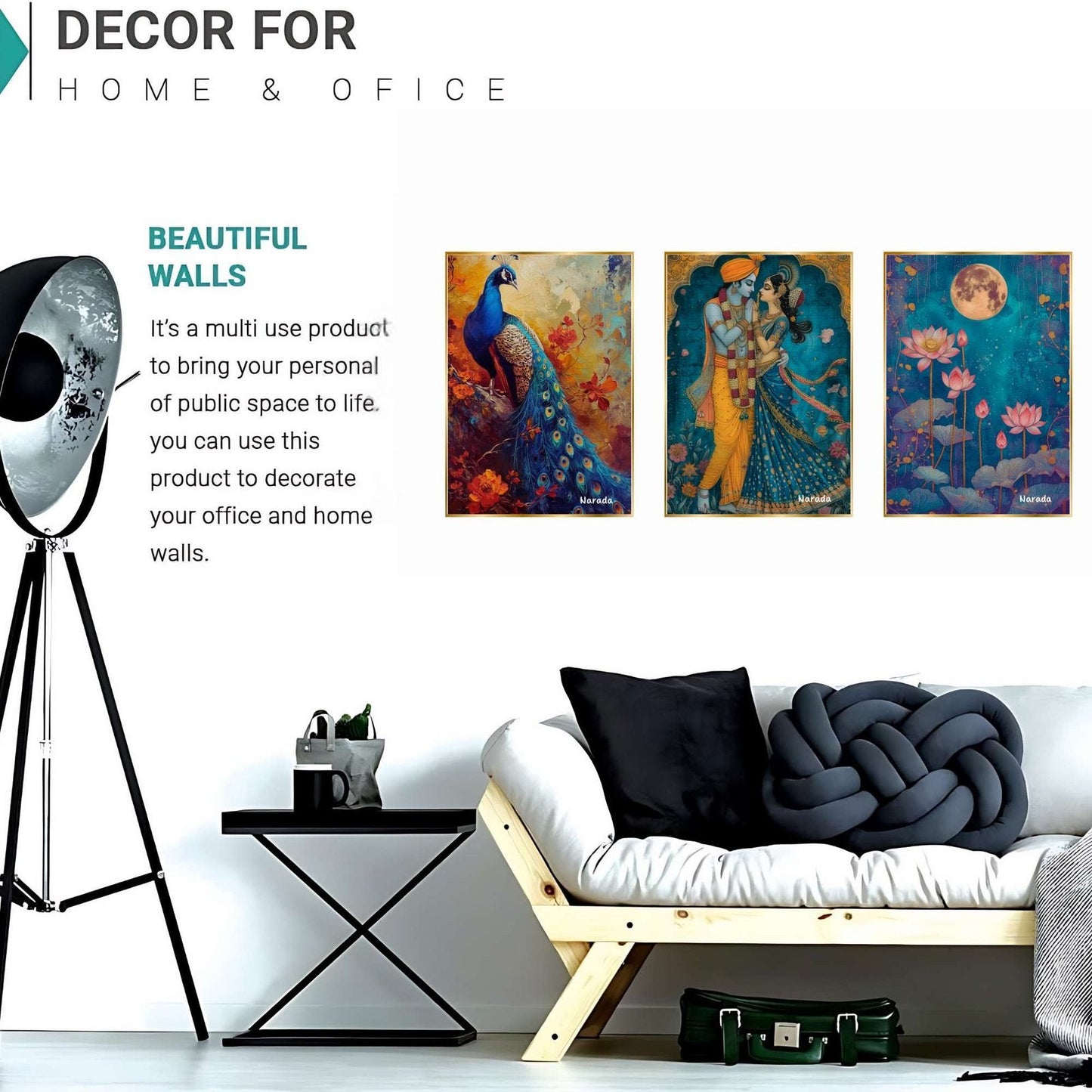 Set of Three Wall Paintings for Wall Dacoration Golden Framed Wall Paintings for Living Room & Bedroom Wall Art for Home Decoration & Office Wall Décor (24×18 inch CH-GD3-12)