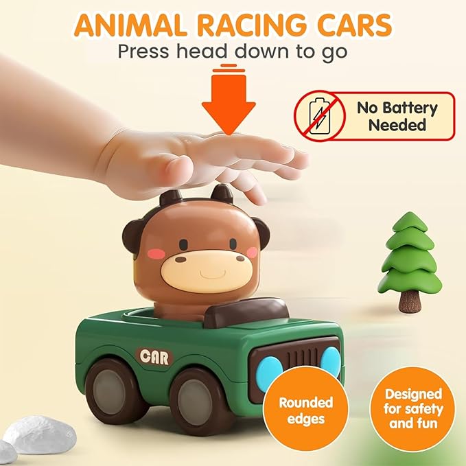 Kidology Press & Go Friction-Powered Cars for Toddlers