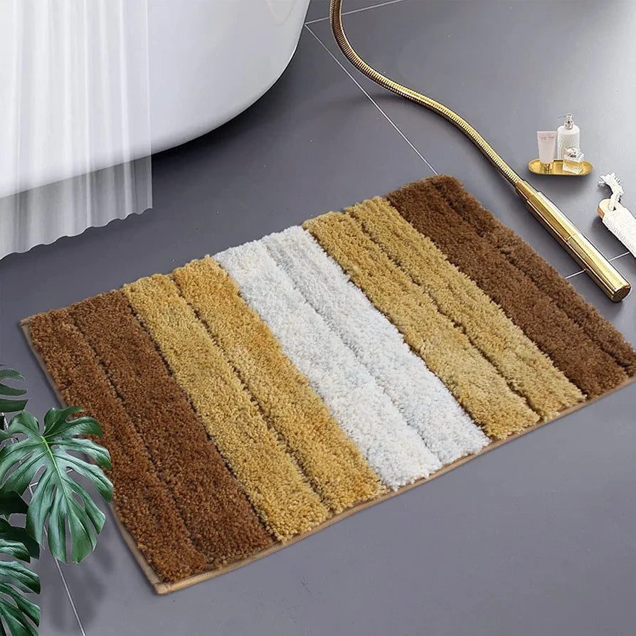 Luxe Home International Microfiber Rectangular Bath mat Soft Anti Slip Skid Luxury Mats 40X60 Cm Colour Tobacco