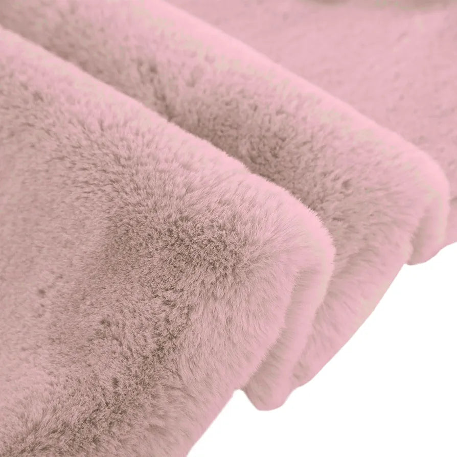 Luxe Home International Rectangular Bath Mat Super Soft Anti Skid Rabbit Fur Bathroom Mats Rug Colour Peach