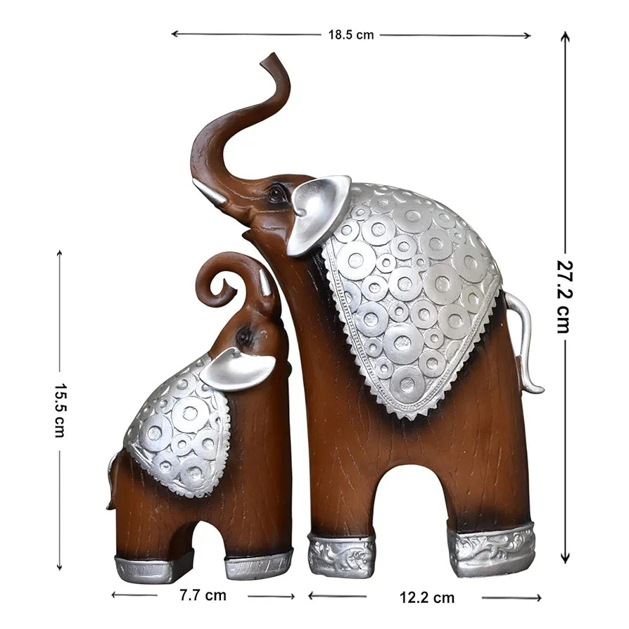 Xtore Thai Style Elephant Figurines Mother & Child Elephant Fengshui Resin Sculptures for Home Decor