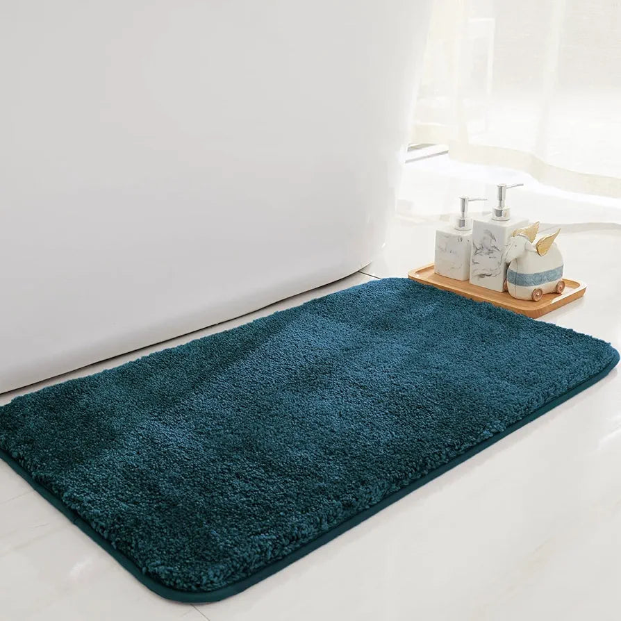 Luxe Home International Microfibre Rectangular Home Bath Mat Super Soft Anti Skid Newman Mats For Bathroom Colour Teal