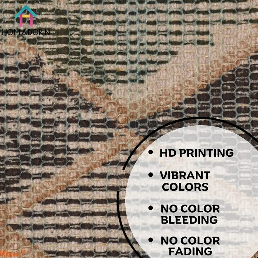 Homadorn Handmade Sustainable Printed Modern Dhurrie/Rugs/Carpet Colour Multicolor 023