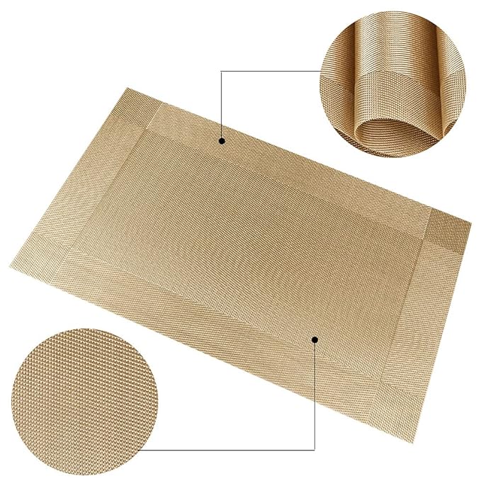 P-Plus International Placemats Set of 6 Dining Table Place Mats Placemats Table Mat (Gold)