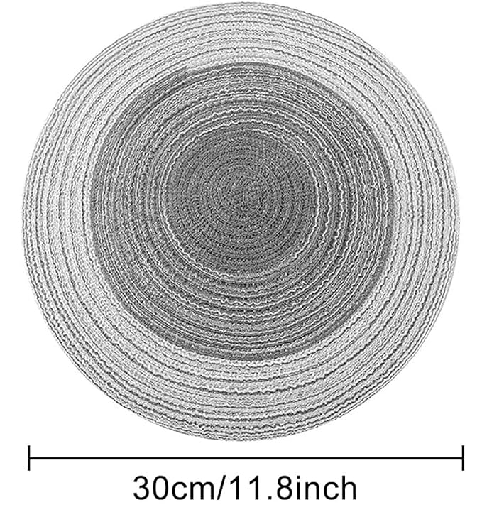 Spatlus Jute Placemats Set of 4 Heat Resistant Round Place Mats Natural Dining Table Grey