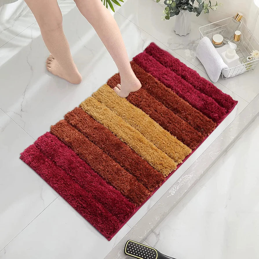 Luxe Home International Microfiber Rectangular Bath mat Soft Anti Slip Skid Luxury Mats 40X60 Cm Cherry (Pack of 2)