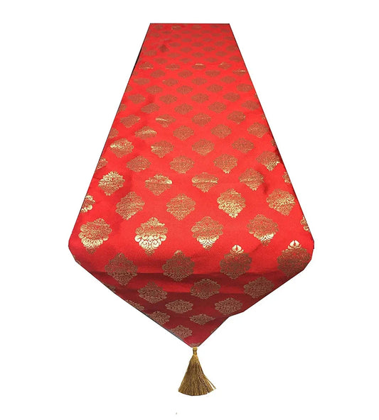 Pink Parrot 1-piece Polyester Dopian Silk Table Runner Colour Red
