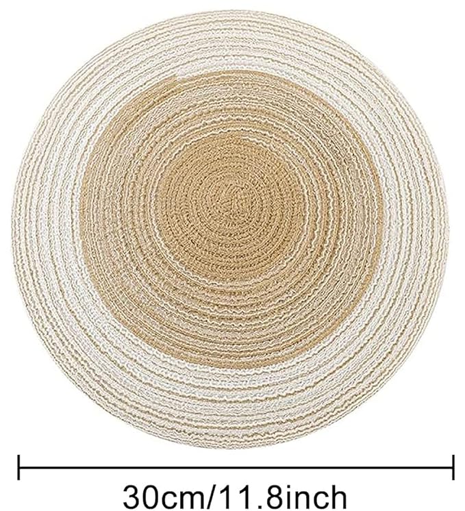Spatlus Jute Placemats Set of 4 Heat Resistant Round Place Mats Natural Jute Gold Table Mats