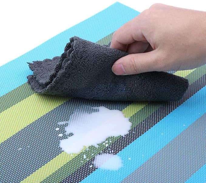 Pepplo Placemats Set of 6 for Dining Table Heat Resistant Washable Place Mats Bluegreen PLC09C6