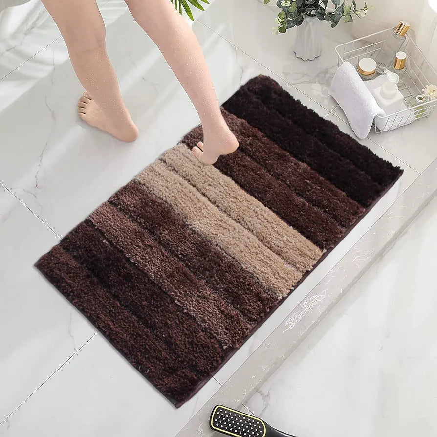 Luxe Home International Microfiber Rectangular Bath mat Soft Anti Slip Skid Luxury Mats 40X60 Cm Colour Walnut (Pack of 2)