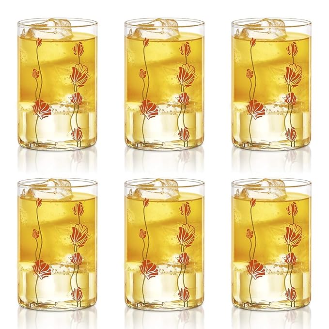 Borosil 295 Ml Set of 6 Piece Buds Vision Transparent Drinking Glass
