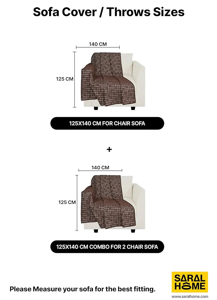 Saral Home Soft Viscose Chenille Geometric Pattern Covers Beige