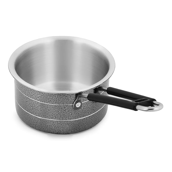 Kanshitas Rasoiware Black Aluminium Tea Pan Sauce pan 1 Liter