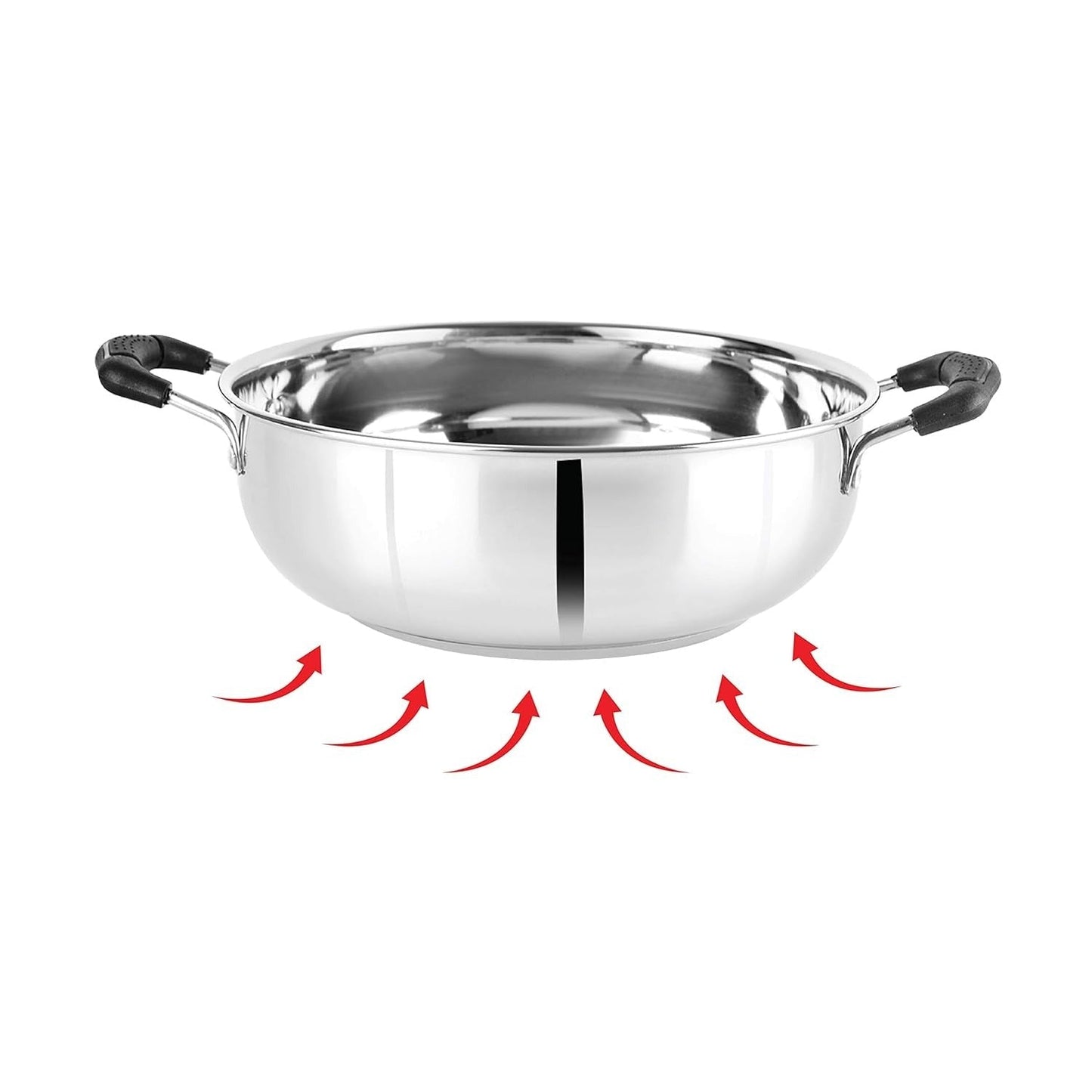 Cello Steelox Induction Compatible Stainless Steel Kadhai - 3ltr