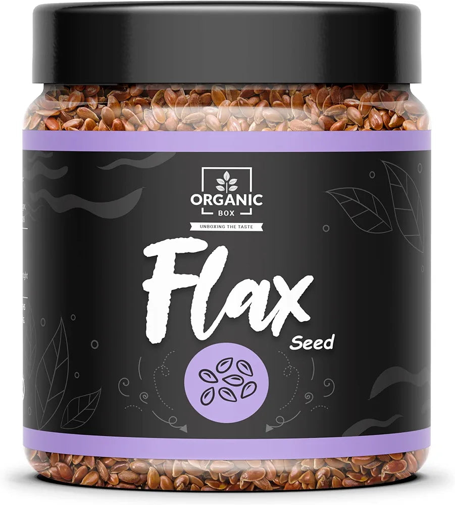 Organic Box 100% Natural and Premium Flax Seed Fibre Rich Alsi Seeds Raw Flaxseeds for Weight Loss and Omega-3 Rich Superfood - Diwali Gift Pack