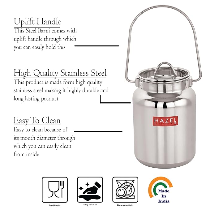 Hazel Stainless Steel Oil and Ghee Air Tight Container 1 Litre Oil Pot Container for Kitchen Storage