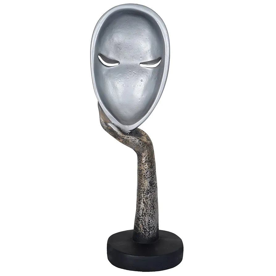 Zart Lady Face Silver Polyresin Showpiece Use in Home Decor Gifts