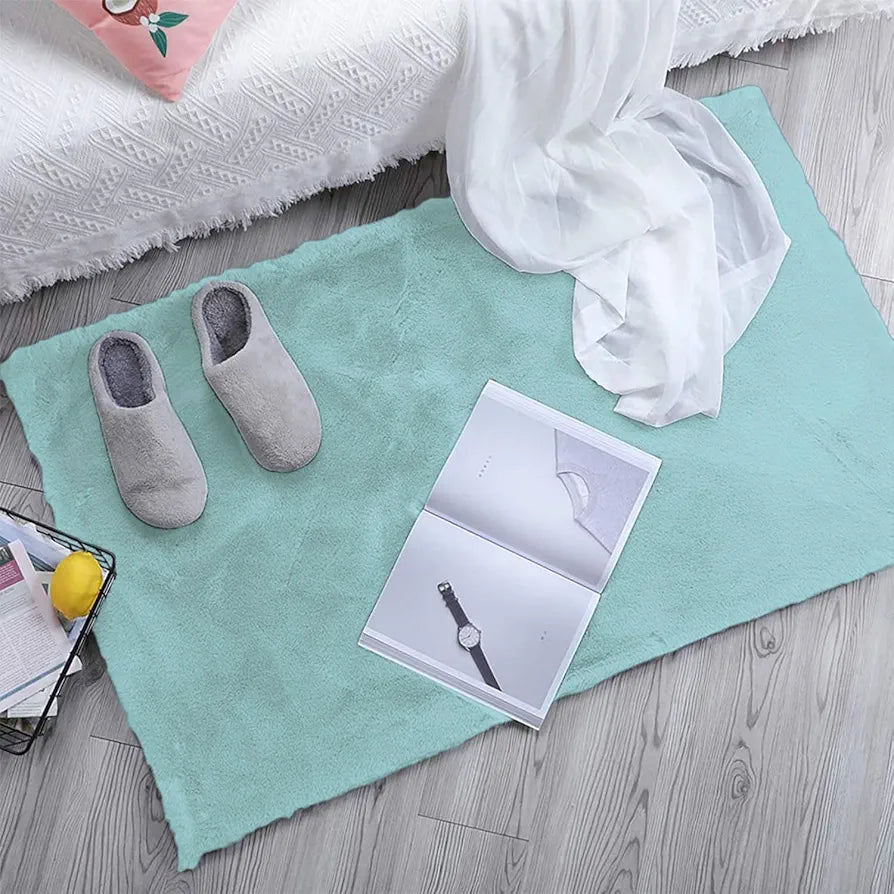 Luxe Home Bath Mat Super Soft Anti Skid Rabbit Fur Bathroom Mats Colour Turquish