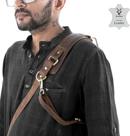 Goatter Hunter Leather Solo Camera Strap|Perfect Single Camera Belt | Cross Body Design |