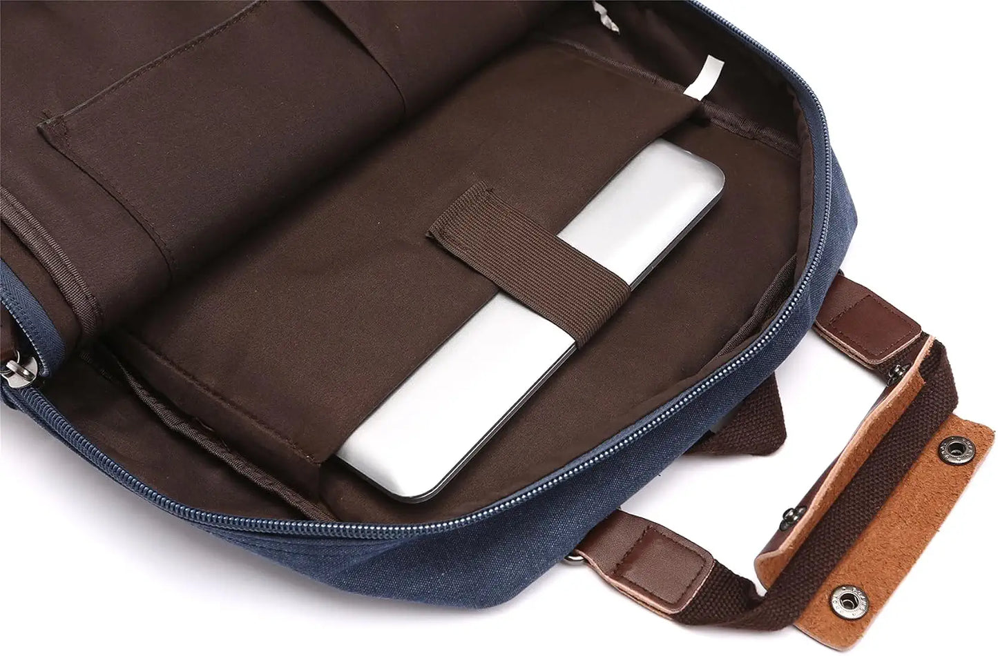 Goatter Canvas And Leather Material Multi Pocket Travel Laptop Backpack For Men
