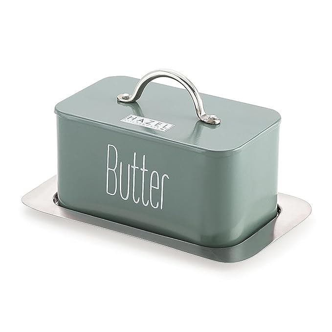 Hazel Butter Box Container with Handle Lid 500 gram Butter Dish with Cover