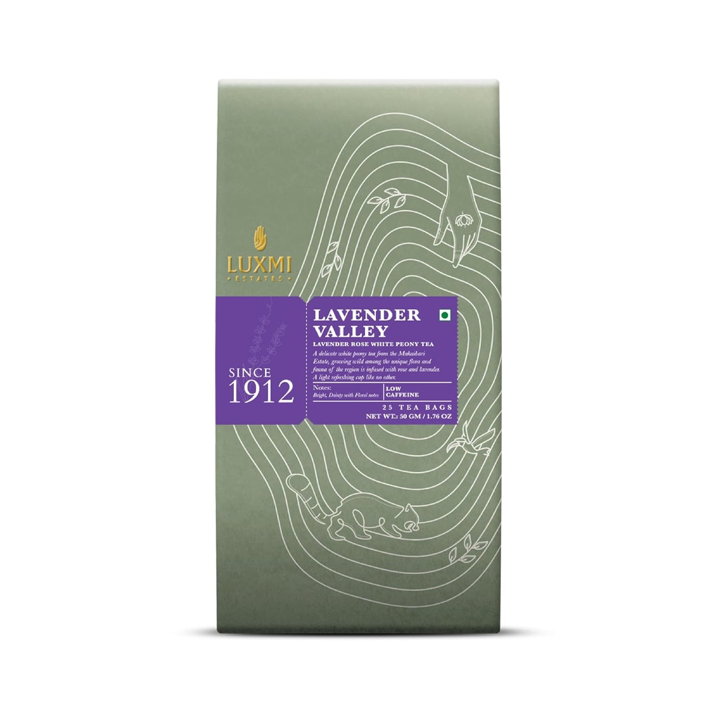 Luxmi Estates Lavender Valley White Tea 25 Tea bags - 50 Gms