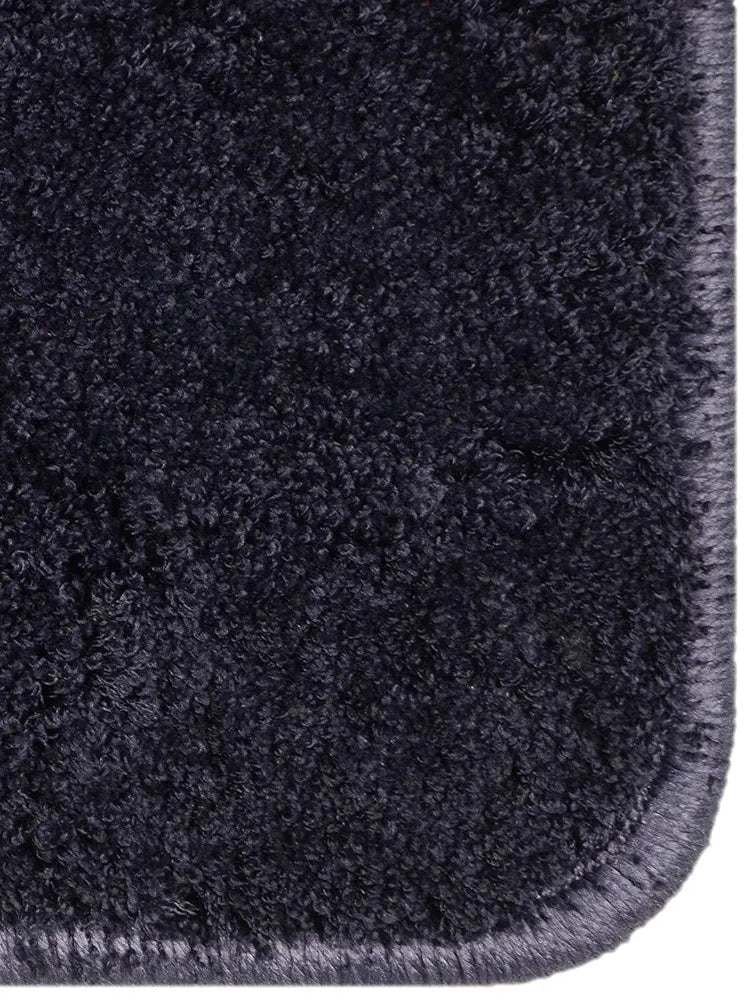 Saral Home Neo Shaggy Yarn Anti-Skid Round Mats Colour Navy Blue