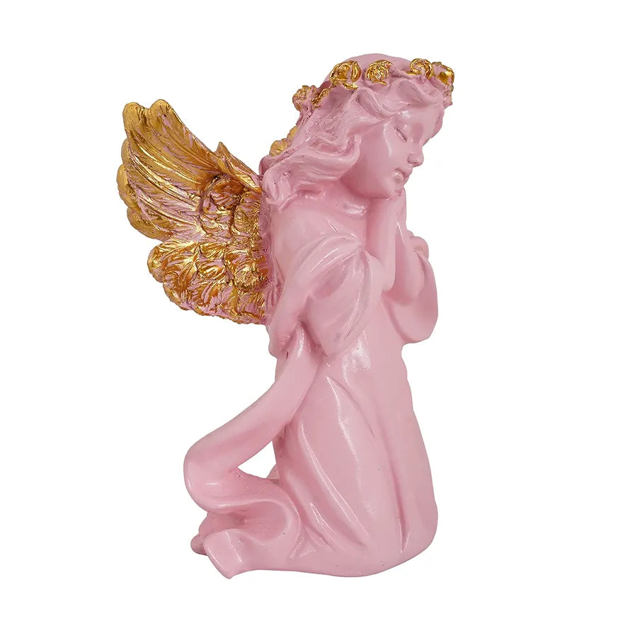 Zart Angel Girl Showpiece for Home Decor Winged Fairy Statue Angel Pink SHG